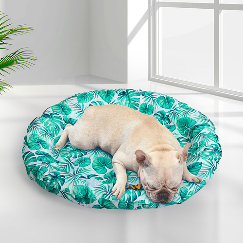 Palm Leaves Round Pet Cooling Mat