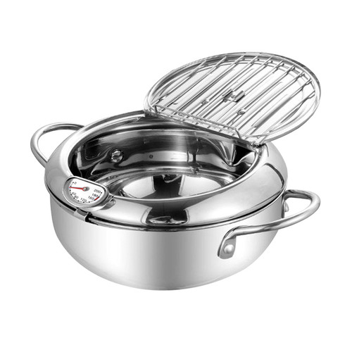 Fidel Silver Deep Fry Pot with Thermometer