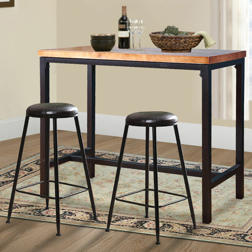 Oakleigh Home Kayley Industrial Wooden, Industrial High Bar Table And Stools