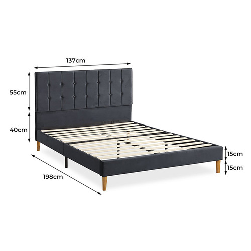 Grey Izumi Velvet Bed Frame
