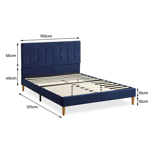 Blue Izumi Velvet Bed Frame