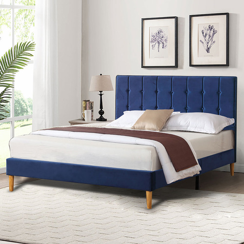 Blue Izumi Velvet Bed Frame