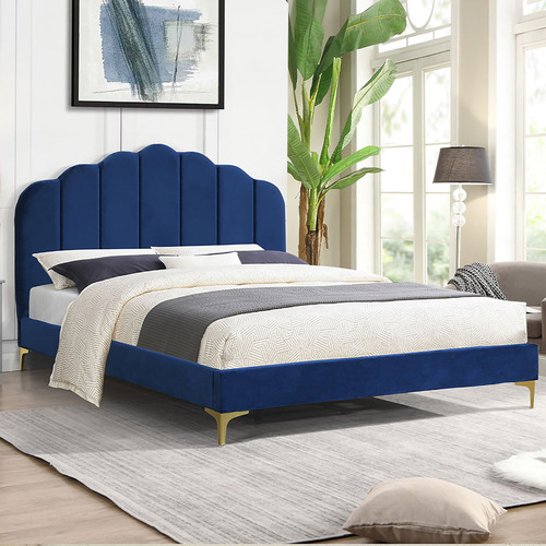 Oakleigh Home Corrine Velvet Bed Frame, Blue Bed Frame Ideas