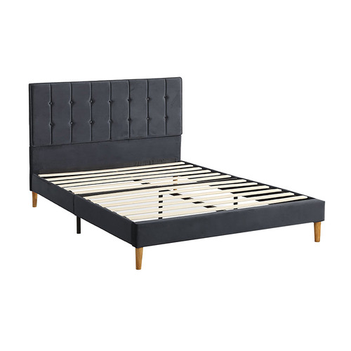 Oakleigh Home Grey Izumi Velvet Bed Frame | Temple & Webster