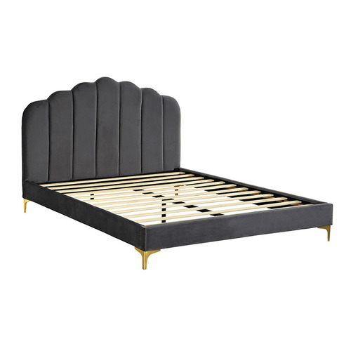 Oakleigh Home Grey Corrine Velvet Bed Frame | Temple & Webster