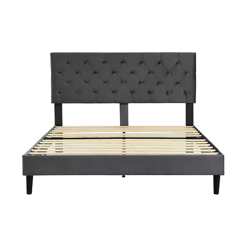 Grey Risha Velvet Bed Frame