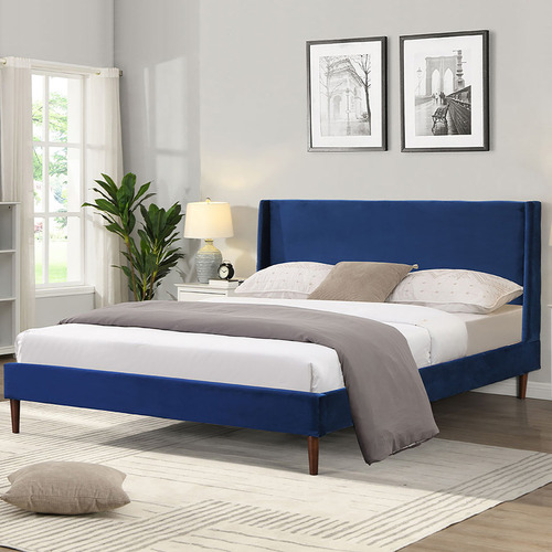 Oakleigh Home Akkira Queen Velvet Bed Frame | Temple & Webster