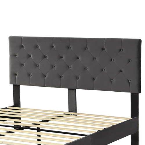 Grey Risha Velvet Bed Frame