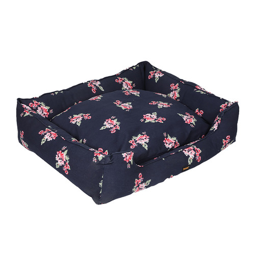 Navy Floral Double Sided Bolstered Pet Bed