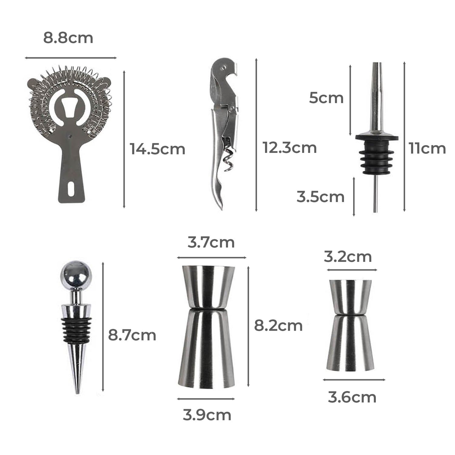 20 Piece Todd Stainless Steel Cocktail Shaker Set