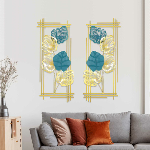 Oakleigh Home 2 Piece Ami Gold Leaves Wall Accent Set Temple & ster