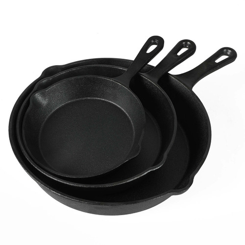 3 Piece Maxwell Cast Iron Fry Pan Set