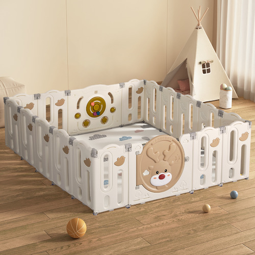 Oakleigh Home BoPeep Beige Reindeer 18 Panel Playpen | Temple & Webster