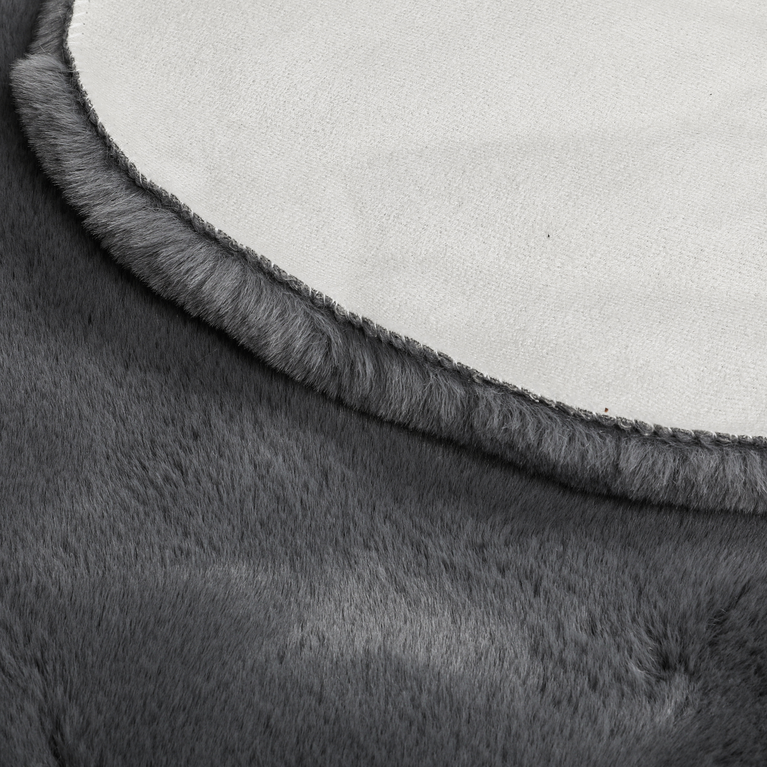 Grey Leox Power-Loomed Faux Fur Rug