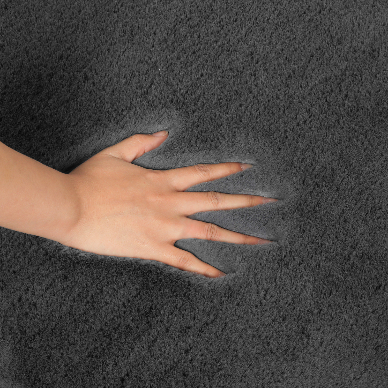 Grey Leox Power-Loomed Faux Fur Rug