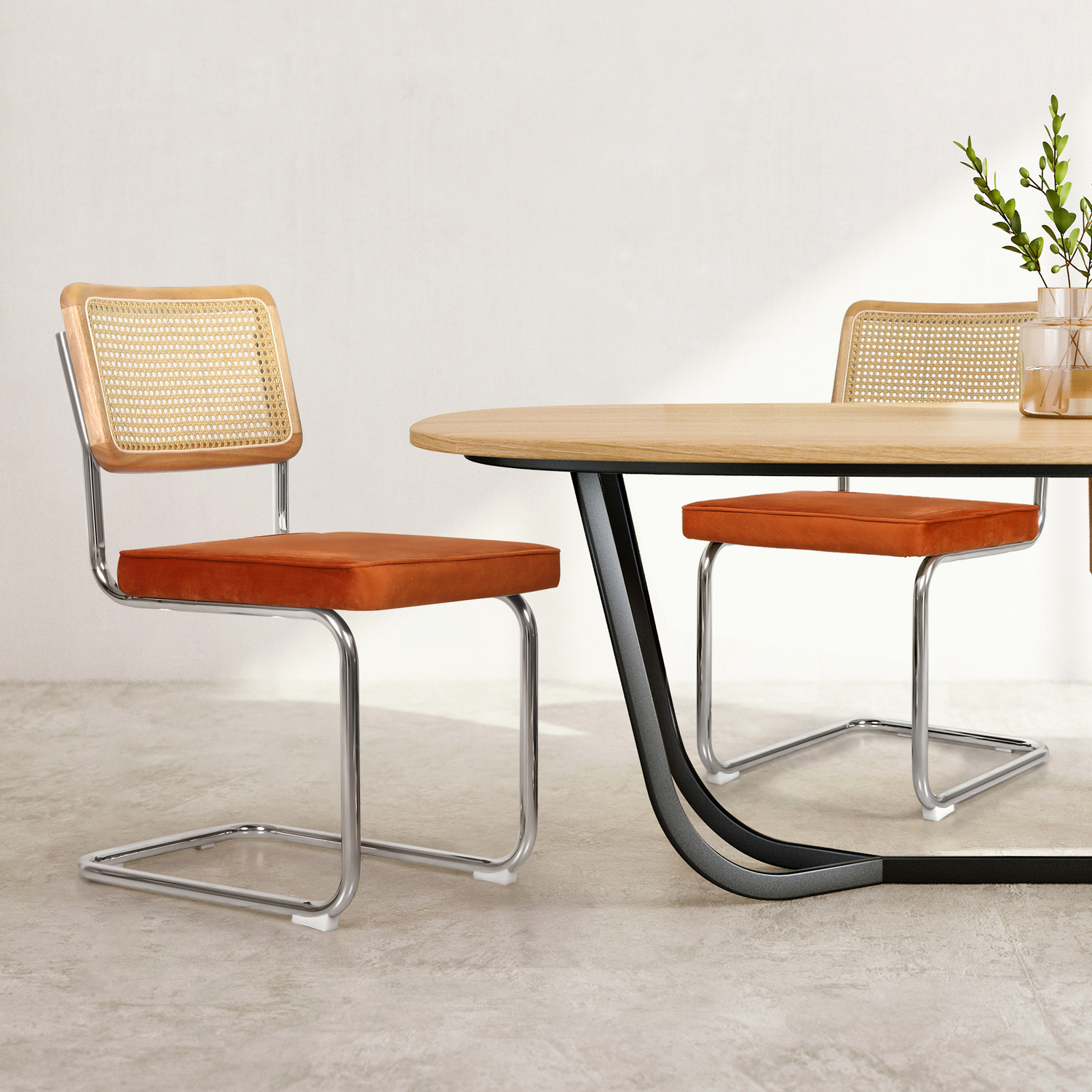 Rene Replica Cesca Velvet Cantilever Dining Chairs