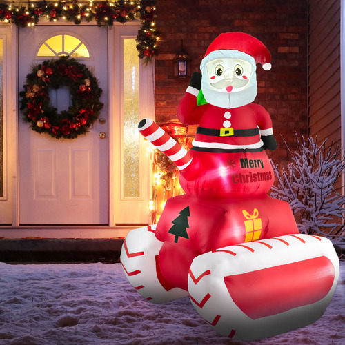 Santa Tank Inflatable Christmas Decoration with LED