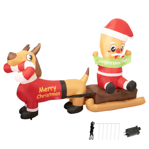 Gingerbread Man Sleigh Inflatable Christmas Decoration with LED