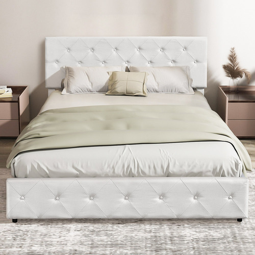 Cream Blanca Storage Bed Frame | Temple & Webster