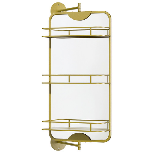 Gold Bettina Rectangular Swivel Mirror with Shelves