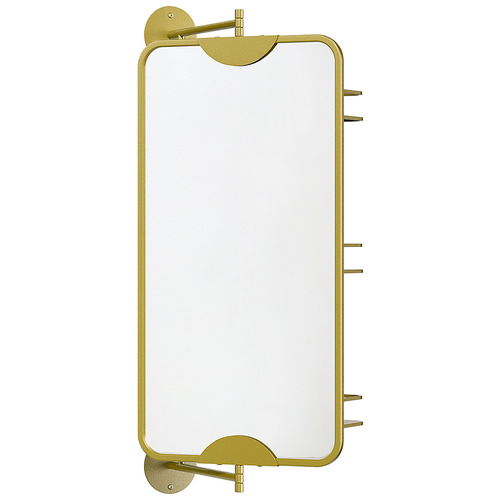 Gold Bettina Rectangular Swivel Mirror with Shelves