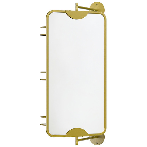 Gold Bettina Rectangular Swivel Mirror with Shelves
