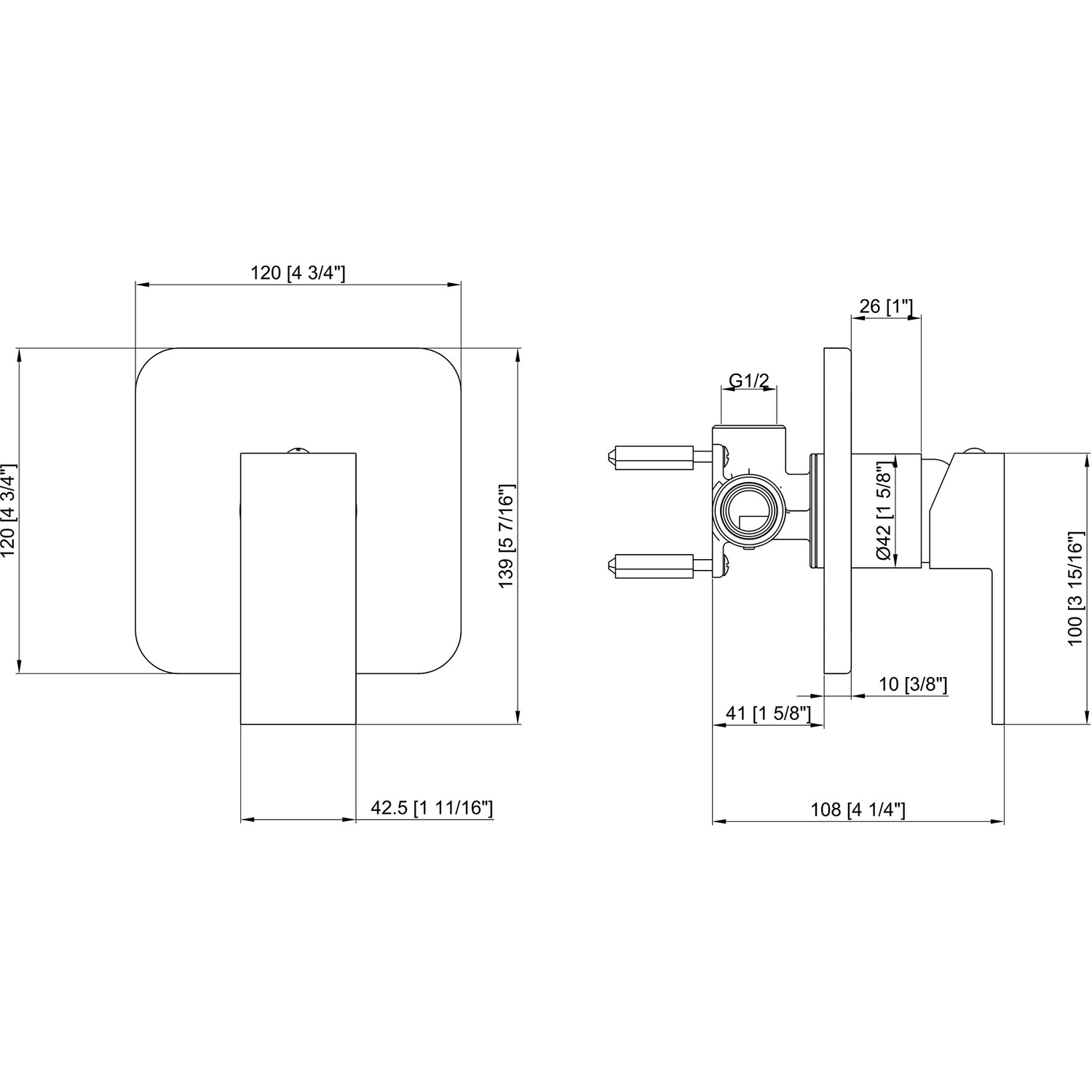 Bentley Square Shower Wall Mixer