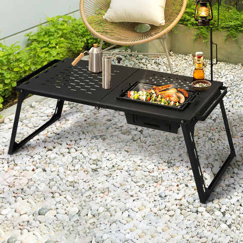 Hudson Carbon Steel Camping Table with Grill Temple & ster