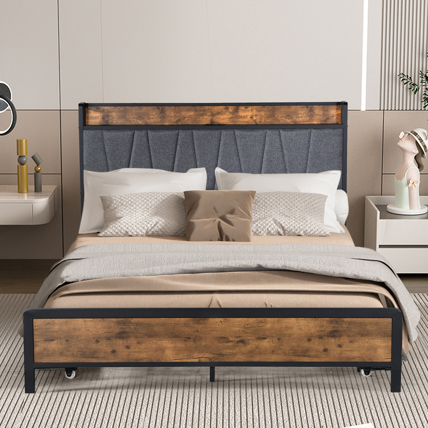 Clarisse Queen Bed with Charging Station