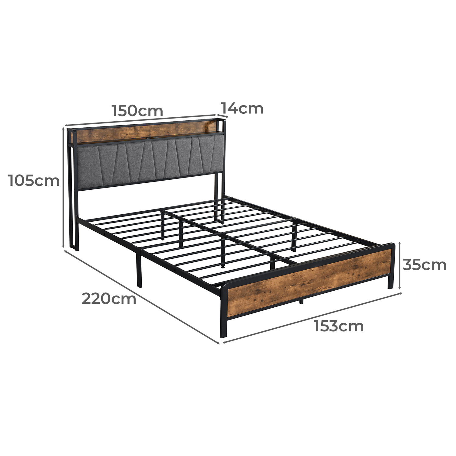 Clarisse Queen Bed with Charging Station