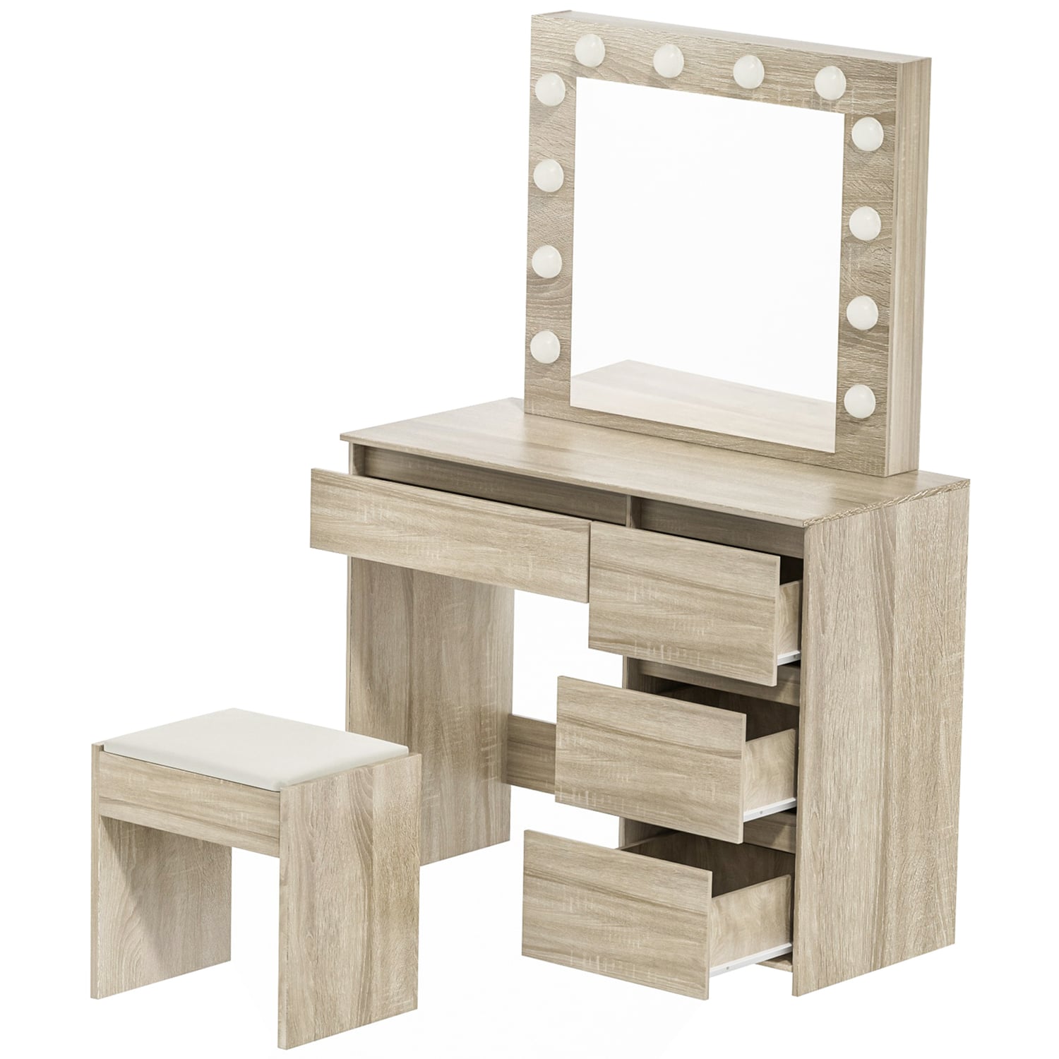 Madelaine-4-Drawer-Dressing-Table-with-Stool-VM1014-WH