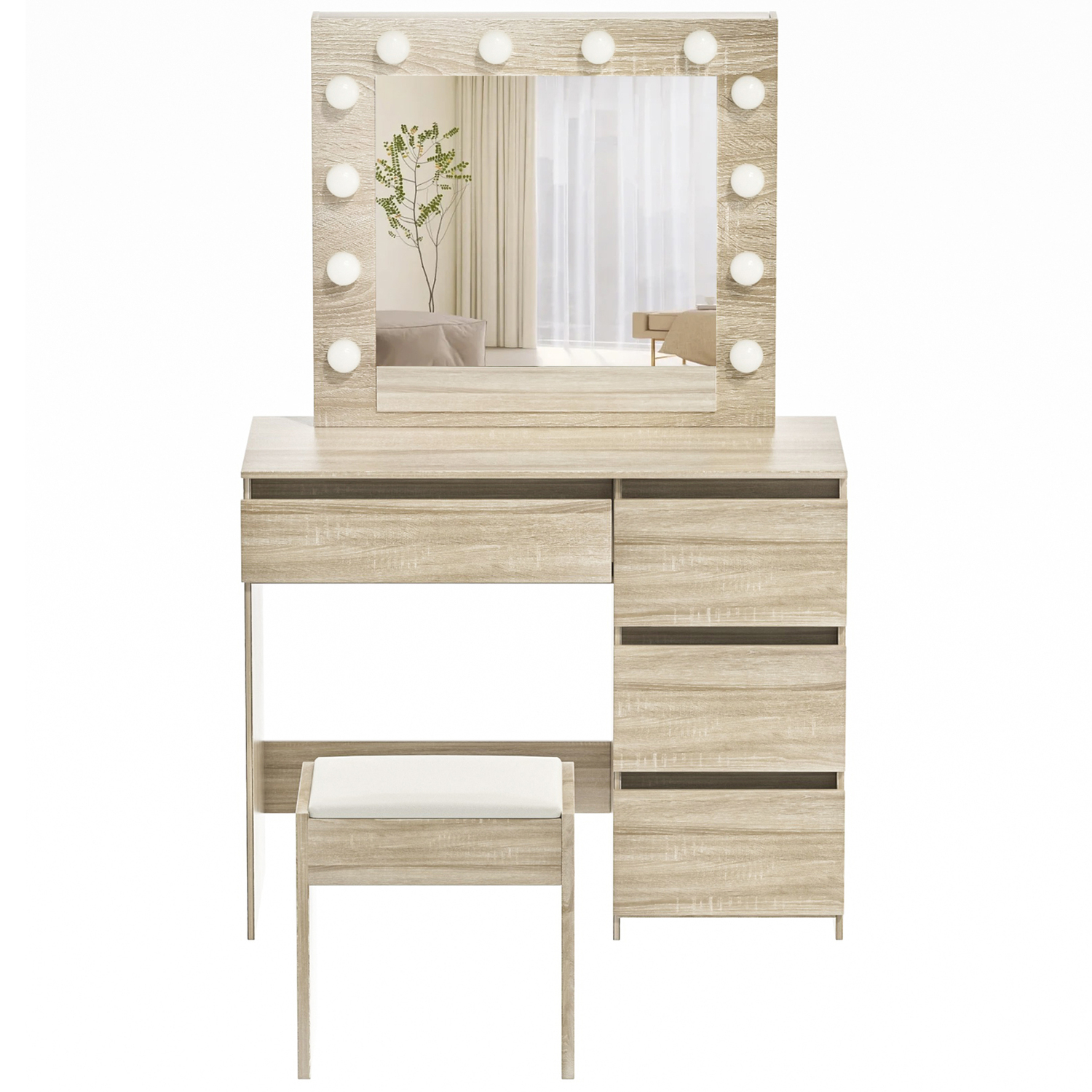 Madelaine-4-Drawer-Dressing-Table-with-Stool-VM1014-WH