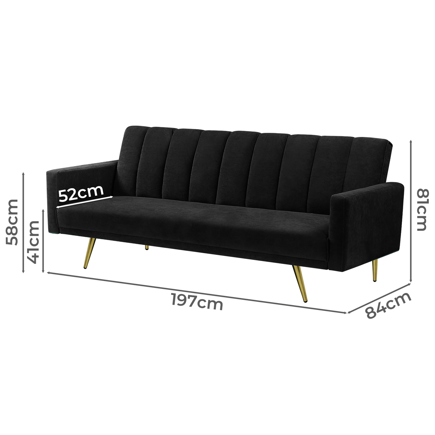 Aspen 3 Seater Velvet Sofa Bed