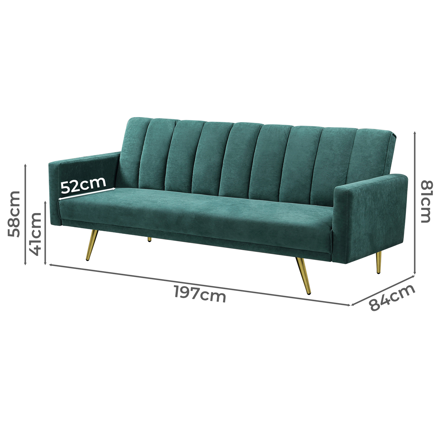 Aspen 3 Seater Velvet Sofa Bed