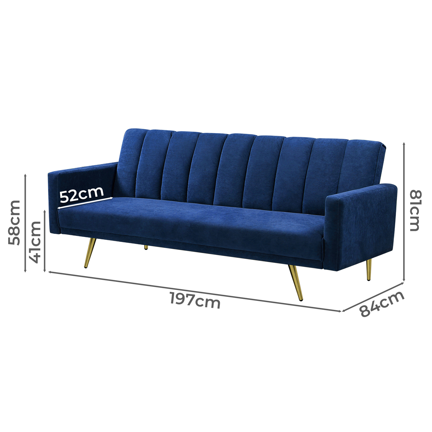 Aspen 3 Seater Velvet Sofa Bed