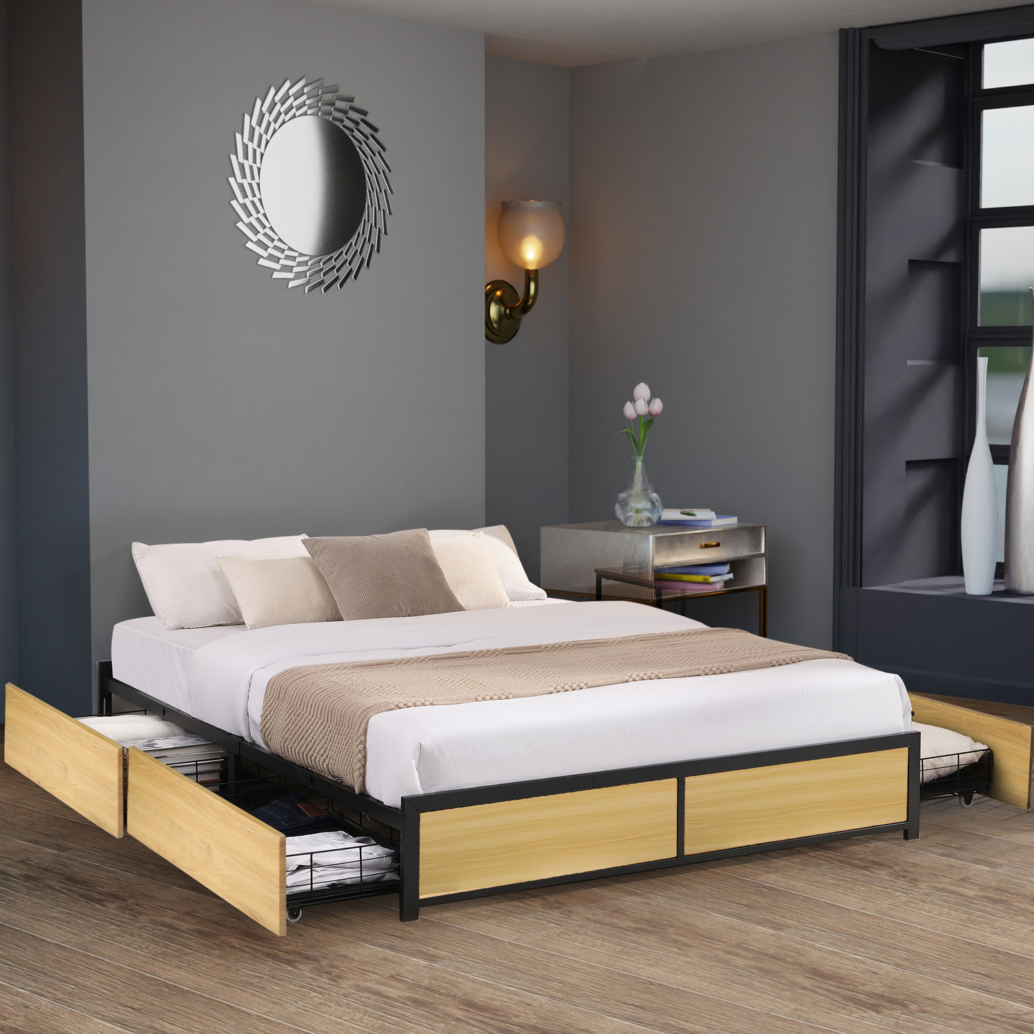 Nero-Bed-Base-with-Storage-Drawers