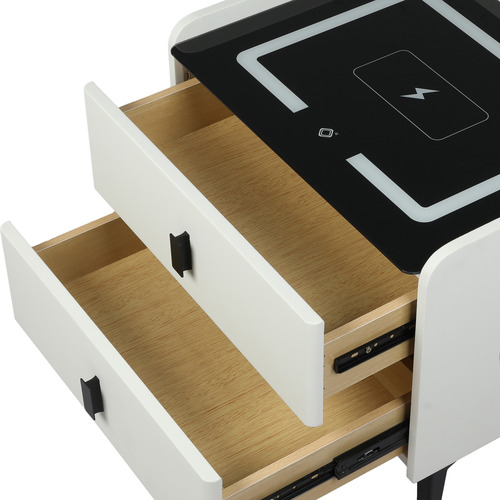 Ovette 2 Drawer LED Wireless Charging Bedside Table