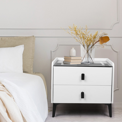 Ovette 2 Drawer LED Wireless Charging Bedside Table