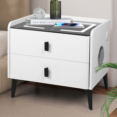 Ovette 2 Drawer LED Wireless Charging Bedside Table