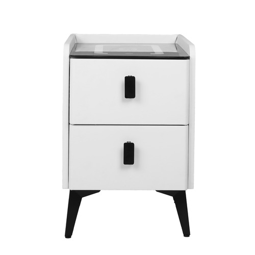 Ovette 2 Drawer LED Wireless Charging Bedside Table