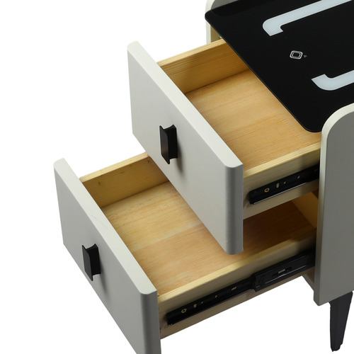 Ovette 2 Drawer LED Wireless Charging Bedside Table