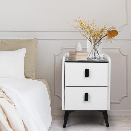 Ovette 2 Drawer LED Wireless Charging Bedside Table