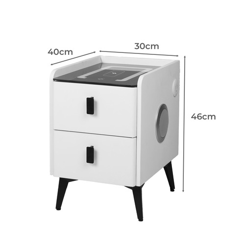 Ovette 2 Drawer LED Wireless Charging Bedside Table