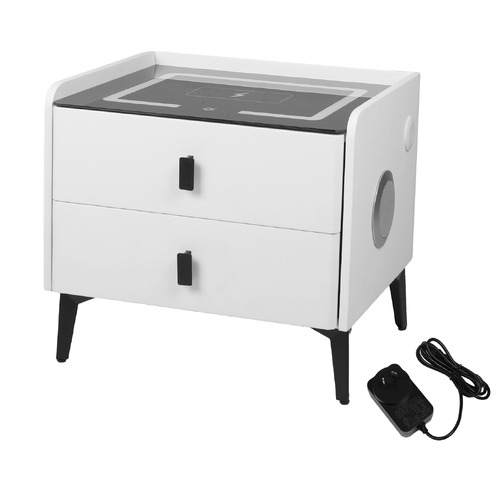 Ovette 2 Drawer LED Bedside Table with Charging Station