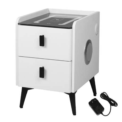 Ovette 2 Drawer LED Bedside Table with Charging Station