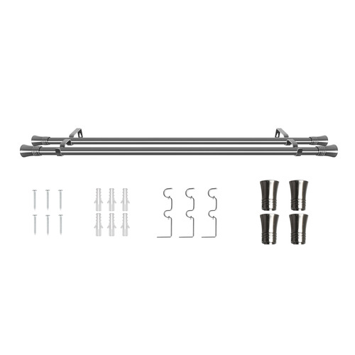 Lena Double Curtain Rod & Finials Set