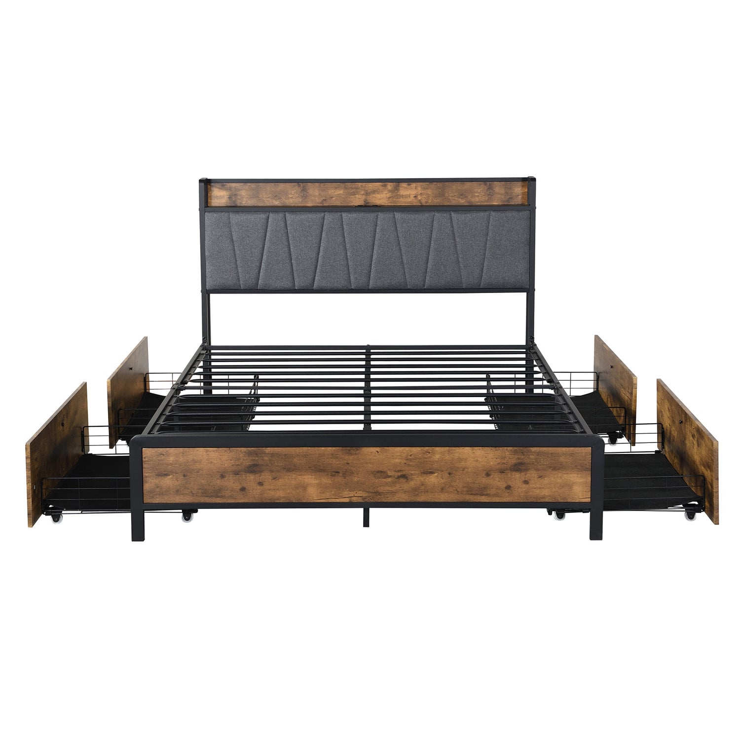 Alves Queen Bed Frame with USB & Storage