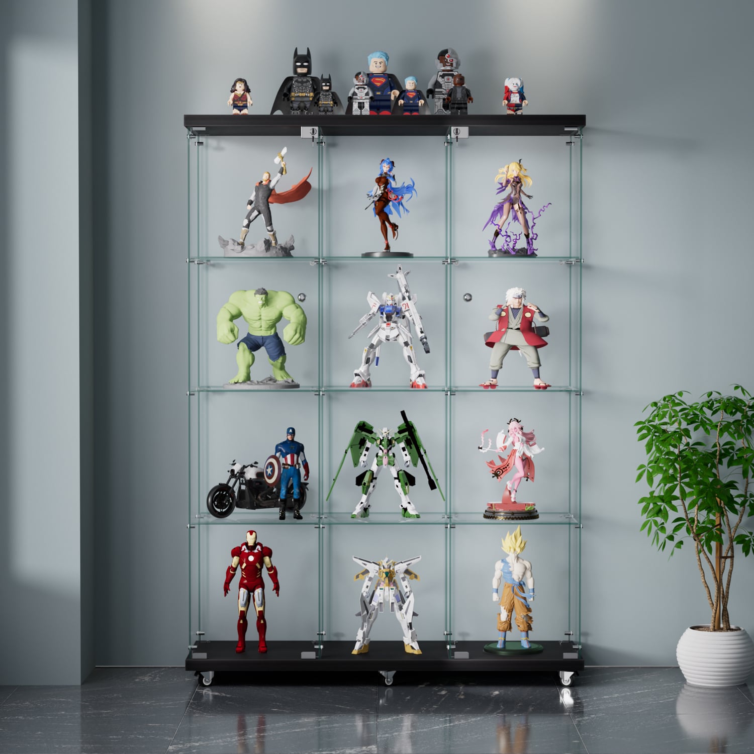 Zorn 4 Tier Display Cabinet with Wheels