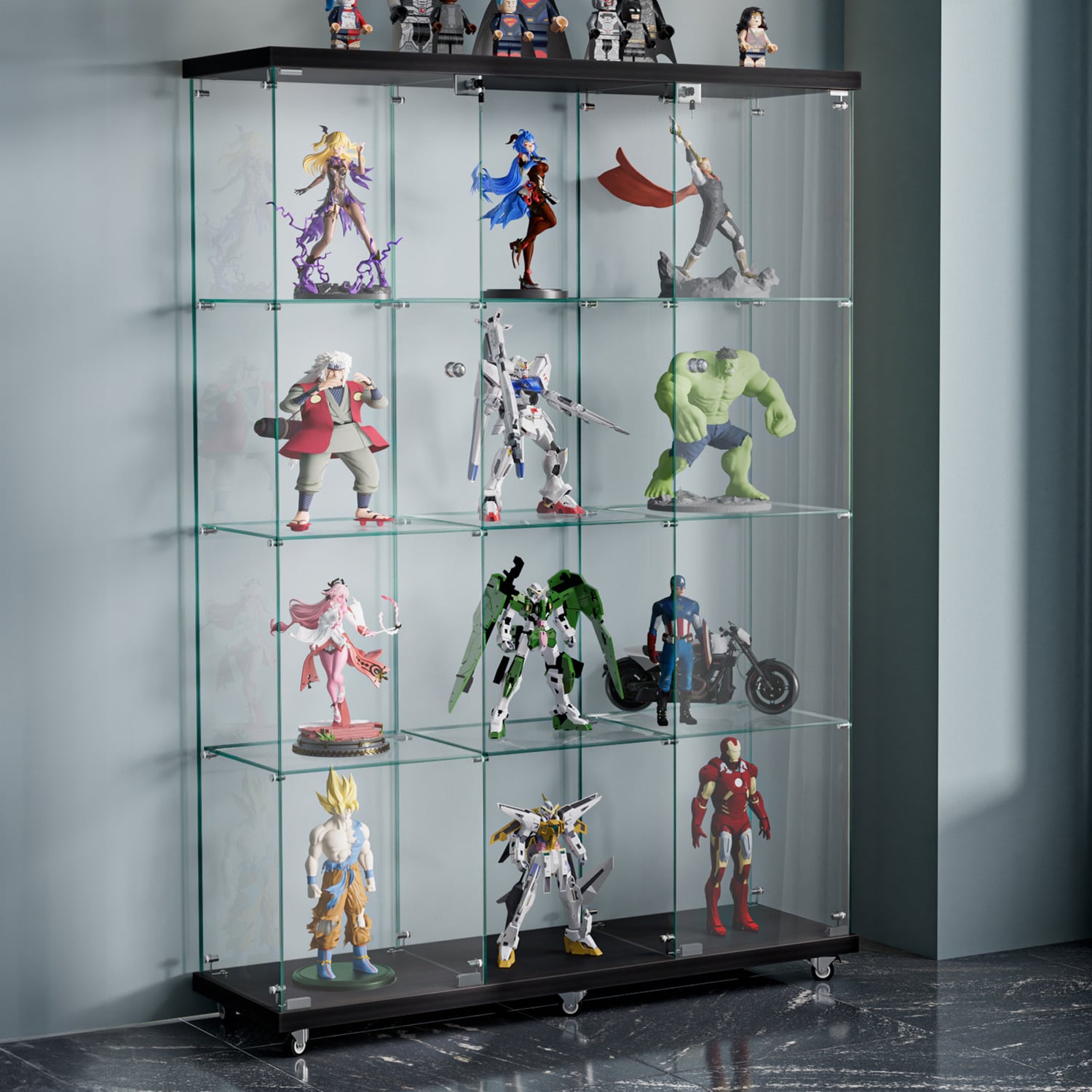 Zorn 4 Tier Display Cabinet with Wheels