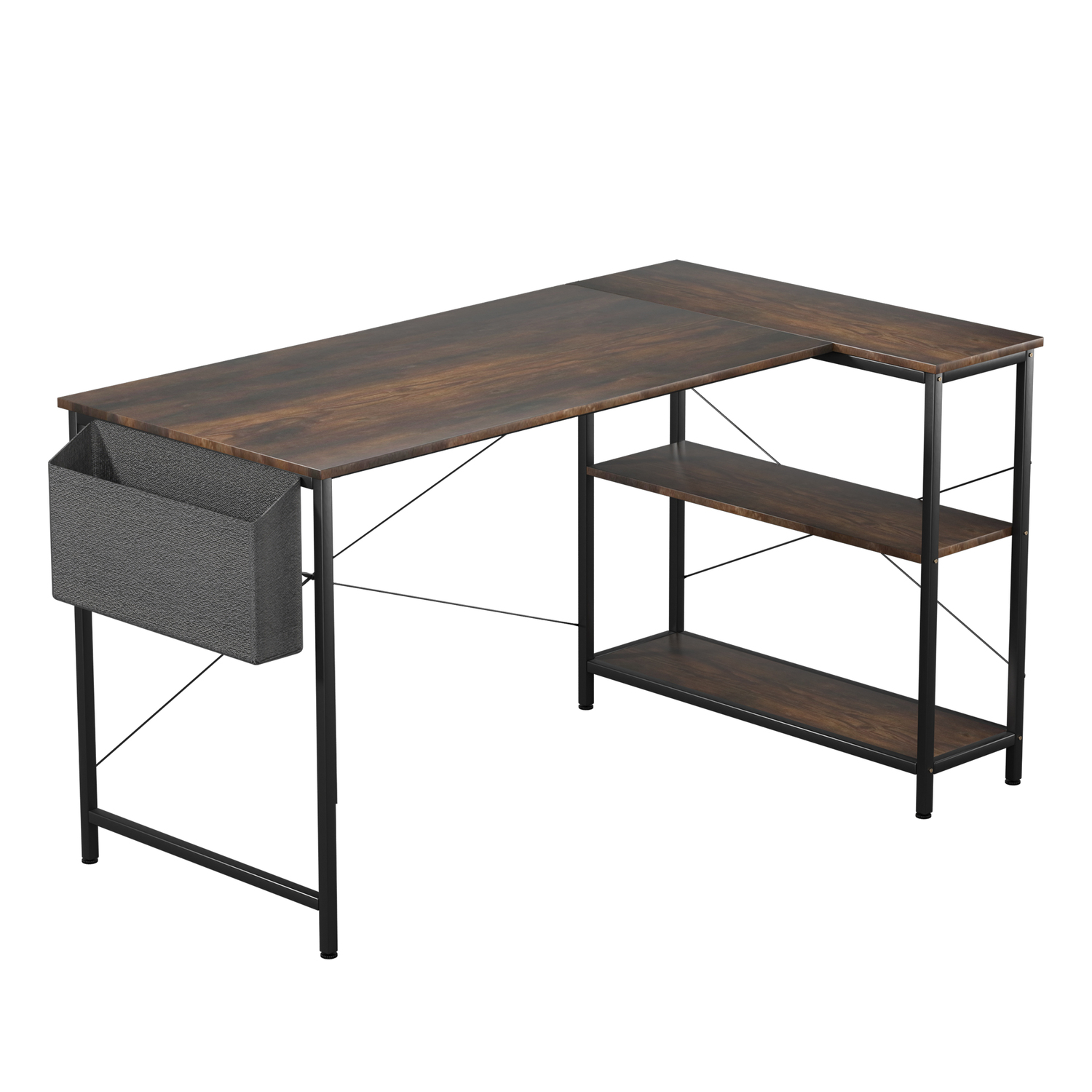 Pietro L-Shaped Desk with Shelves